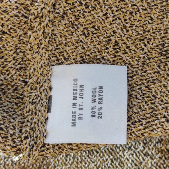 Vintage 80's Gold/Black Zip-Up Wool Blend Cardigan by St. John -Size 8 - Picture 13 of 14